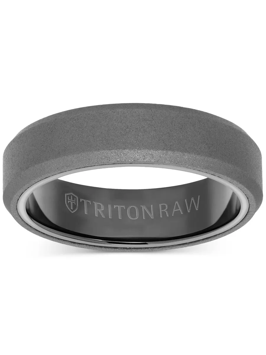 Мужское обручальное кольцо из карбида вольфрама с пескоструйной обработкой Triton — изображение 4 из 4, оттенок серый