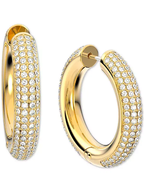 Серьги-Кольца с паве золотистого оттенка Swarovski — изображение 1 из 2, оттенок золото