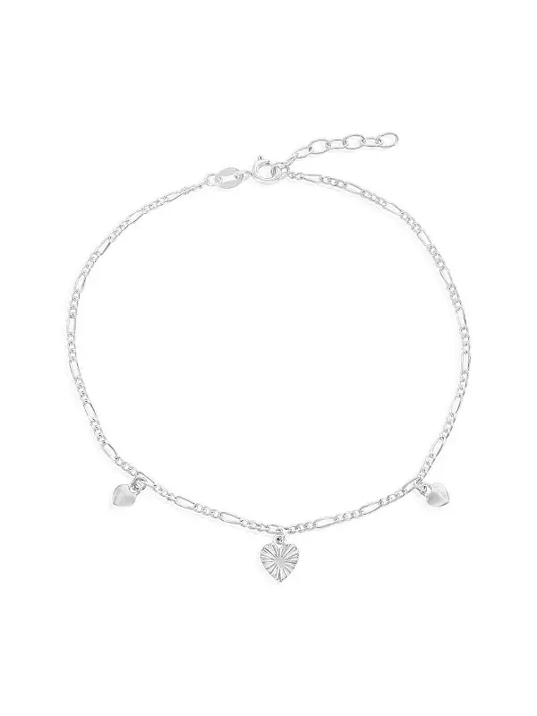 Серебряный браслет на лодыжку с подвеской в виде сердца Simona — изображение 1 из 2