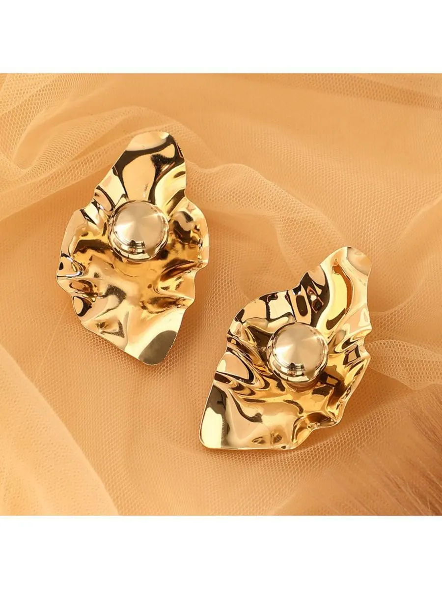 Женские серьги-подвески The Techno-Flora Statement Earrings - California Gold SOHI — изображение 2 из 6, оттенок золото