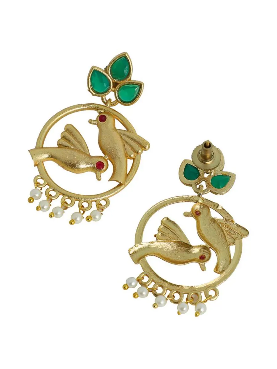Женские серьги-подвески The Halo-Bird Drop Earrings - античное золото SOHI — изображение 4 из 5