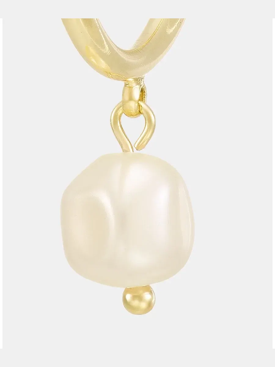 Серьги-кольца с подвесками из искусственного жемчуга Lauren Ralph Lauren — изображение 3 из 3, оттенок белый