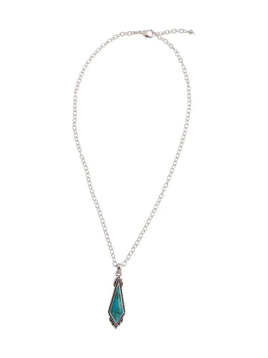 Кулон с бирюзой Anemone Long Diamond Blue Turquoise and Silver Barse — изображение 2 из 5, оттенок серебряный