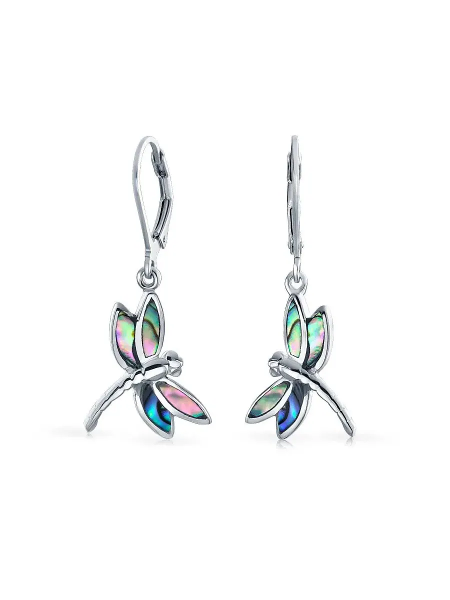 Серьги-подвески из стерлингового серебра с раковиной абалона Bling Jewelry — изображение 5 из 5, оттенок серебристый