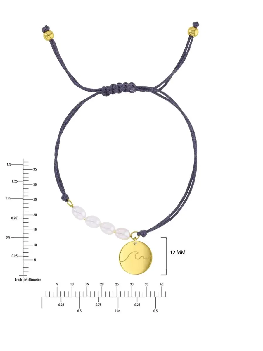 Браслет с подвеской-сердцем, модель Wave Heart Charm Roxy — изображение 2 из 3, оттенок золотистый черный