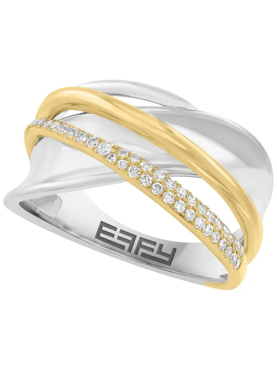 Кольцо с бриллиантом (1/5 ct. t.w.) в золотом покрытии 14K поверх стерлингового серебра EFFY — изображение 1 из 4