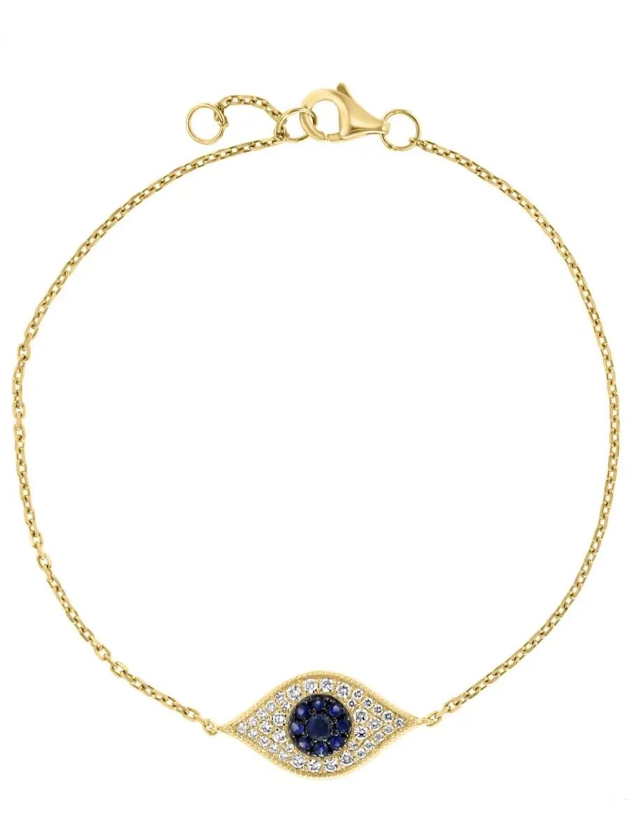 Браслет с сапфирами и бриллиантами, 14k желтое золото EFFY Collection — изображение 1 из 3, оттенок желтый золотистый