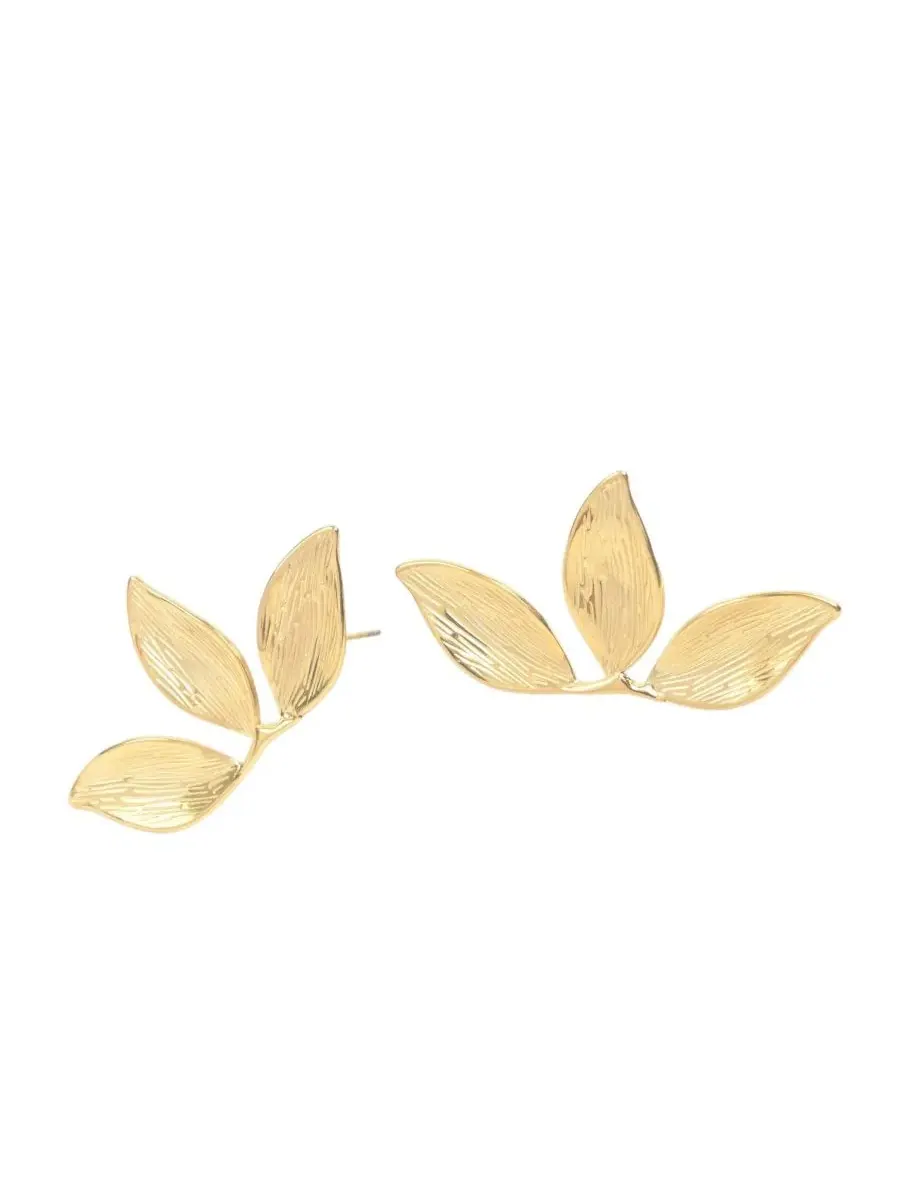 Серьги-листья с позолотой 18K — мульти