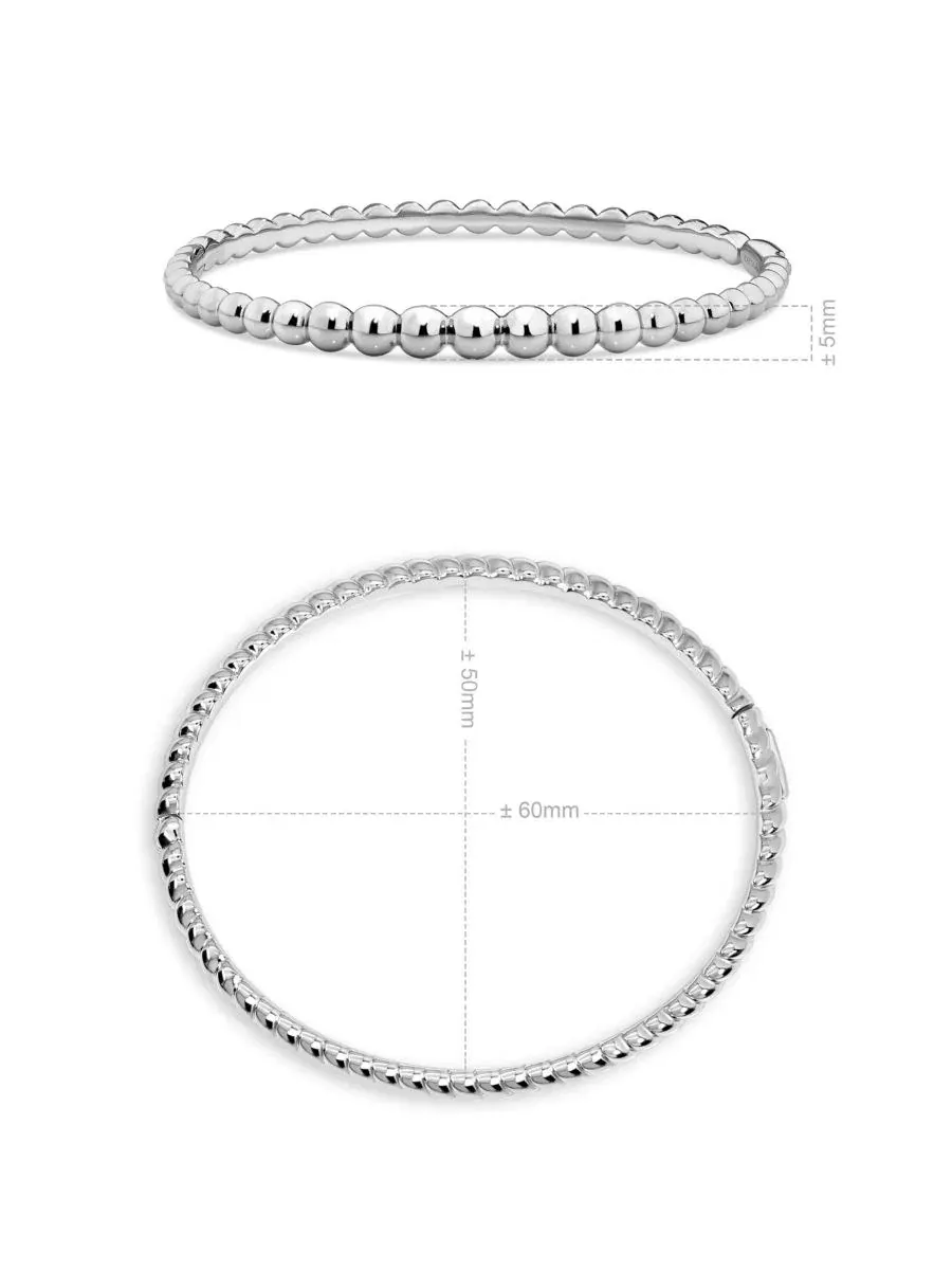 Браслет-обруч с бусинами, модель Beaded Ball DEVATA — изображение 7 из 7, оттенок серебряный
