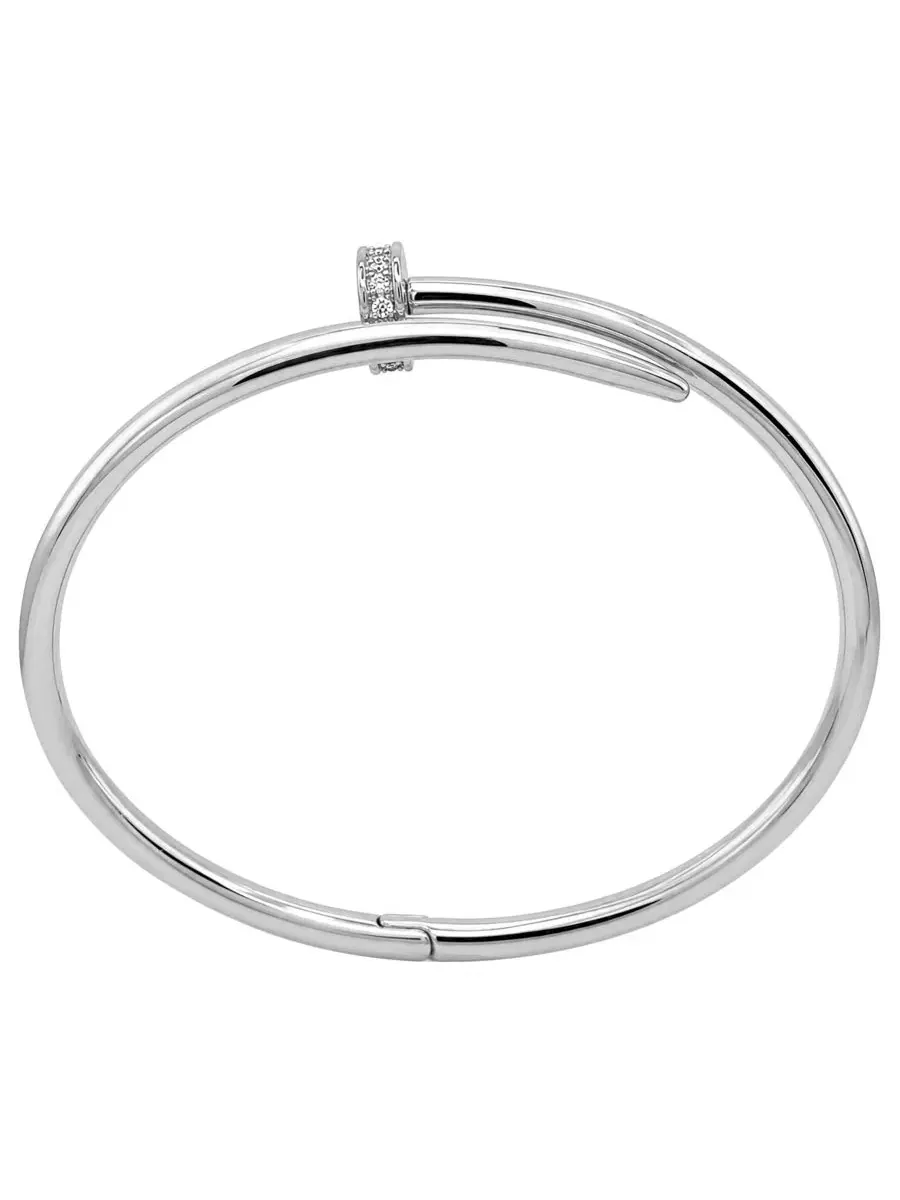 Браслет-обруч с кубическим цирконием Nail Head Coil And Now This — изображение 3 из 6, оттенок серебряный