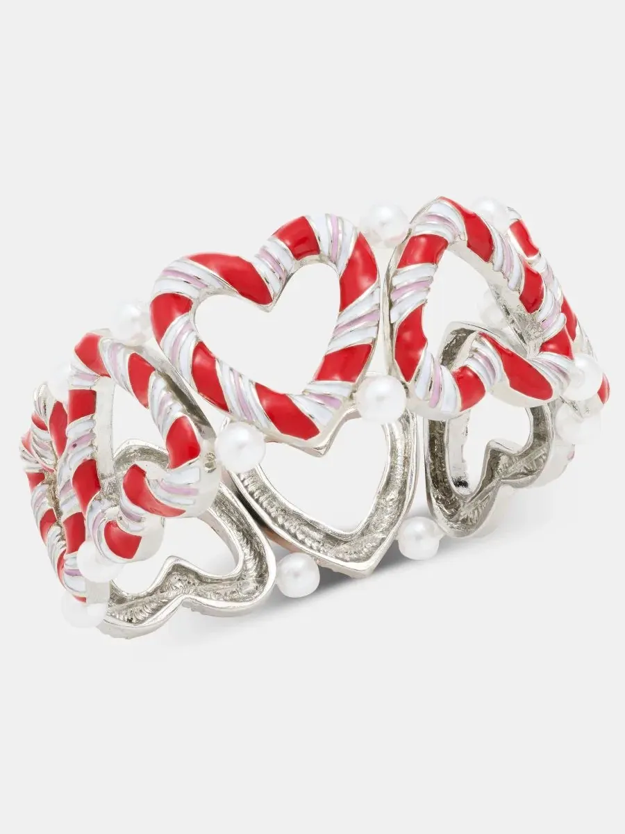 Браслет-сердце Candy Cane Heart Stretch Holiday Lane — мульти