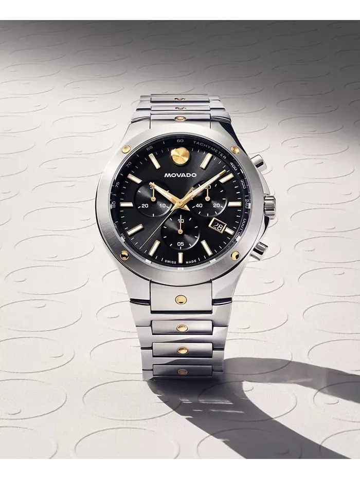 Мужские часы SE Swiss Quartz Chrono из нержавеющей стали с двухцветным желтым PVD покрытием, 42 мм — изображение 4 из 7