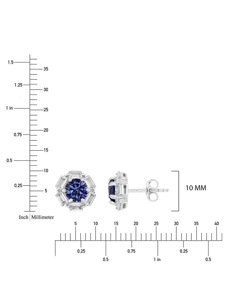 Серьги-гвоздики с кубическим цирконием цвета танзанита — изображение 3 из 3, оттенок желтый