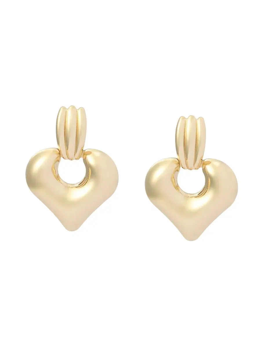 Серьги-подвески с сердцем Gold Heart Doorknocker Steve Madden — изображение 2 из 4, оттенок золото