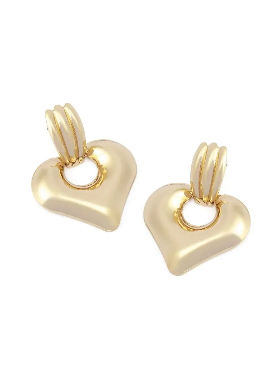 Серьги-подвески с сердцем Gold Heart Doorknocker Steve Madden — изображение 3 из 4, оттенок золото