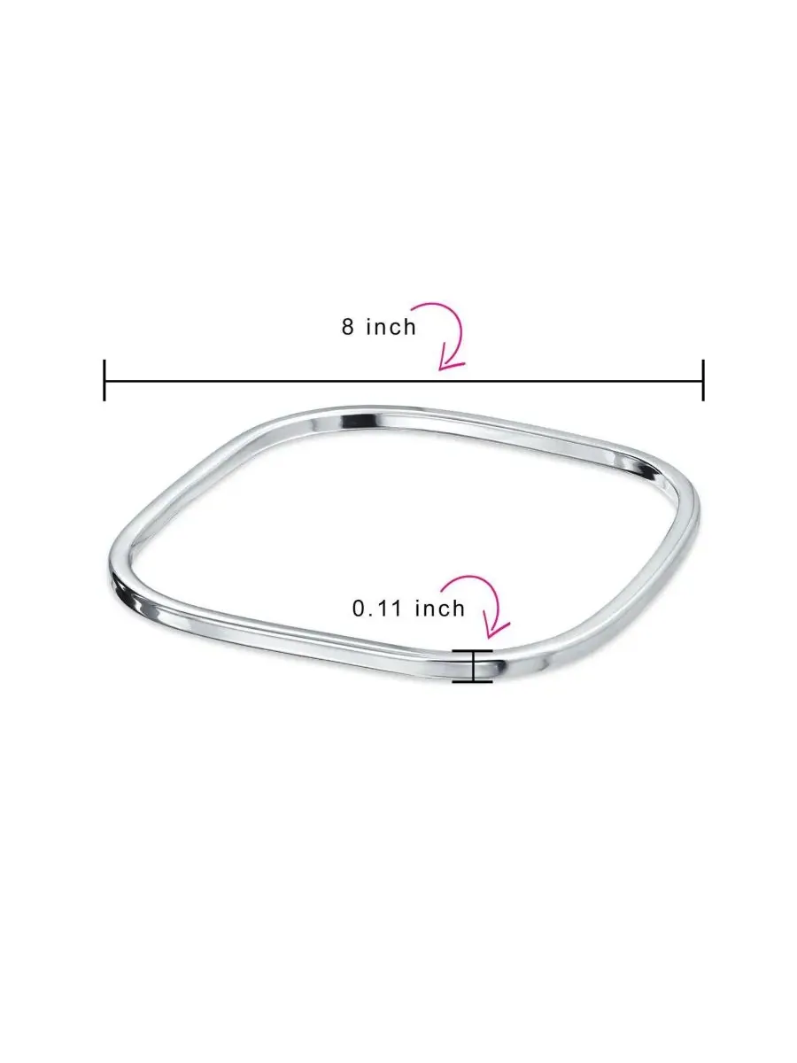 Браслет-манжета Modern Shinny Stackable Square Bangle Bracelet Soid .925 Sterling Silver Bling — изображение 3 из 4