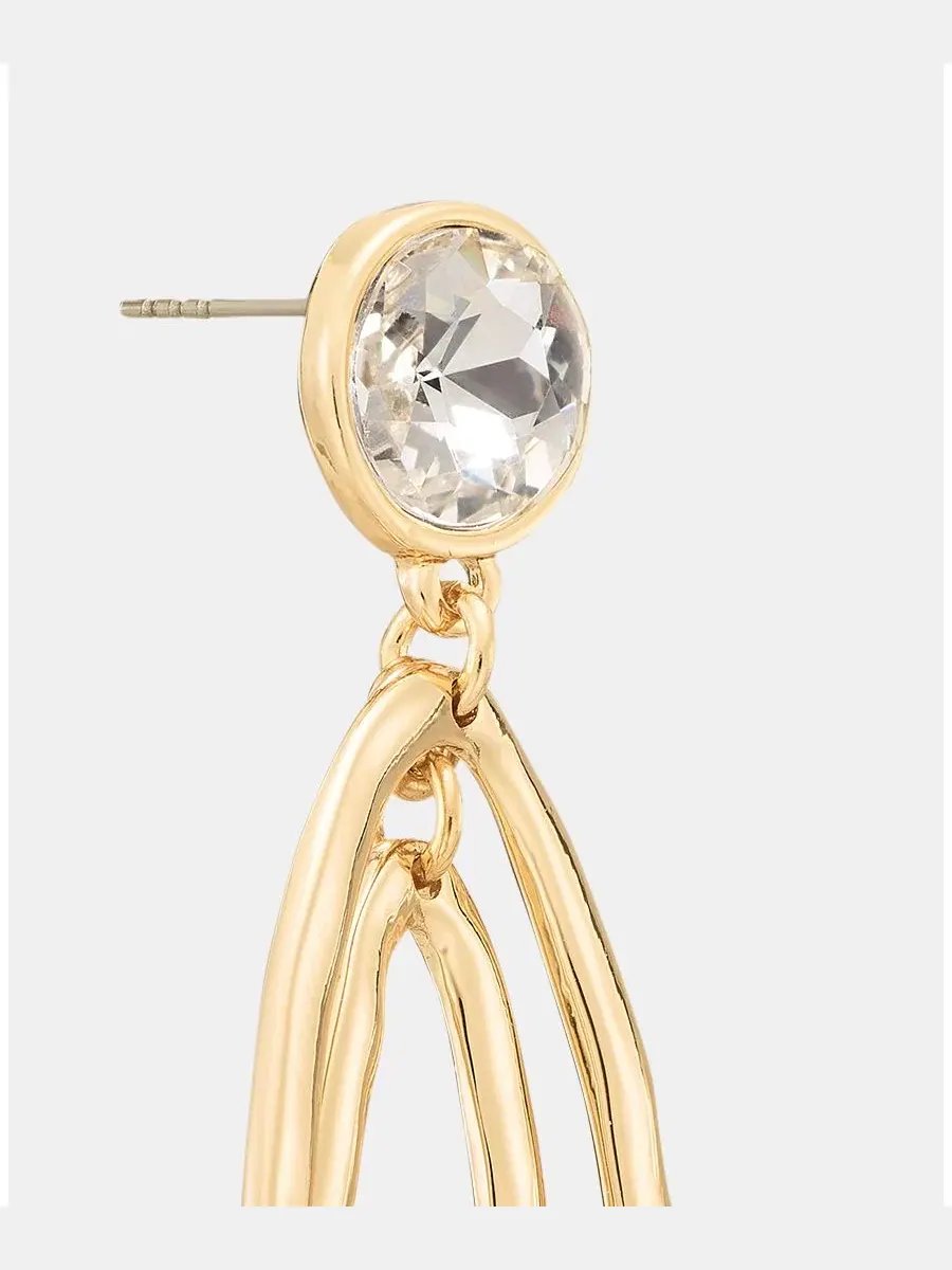 Серьги-подвески с кристаллами Crystal Double Oval I.N.C. International Concepts — изображение 2 из 4, оттенок золото