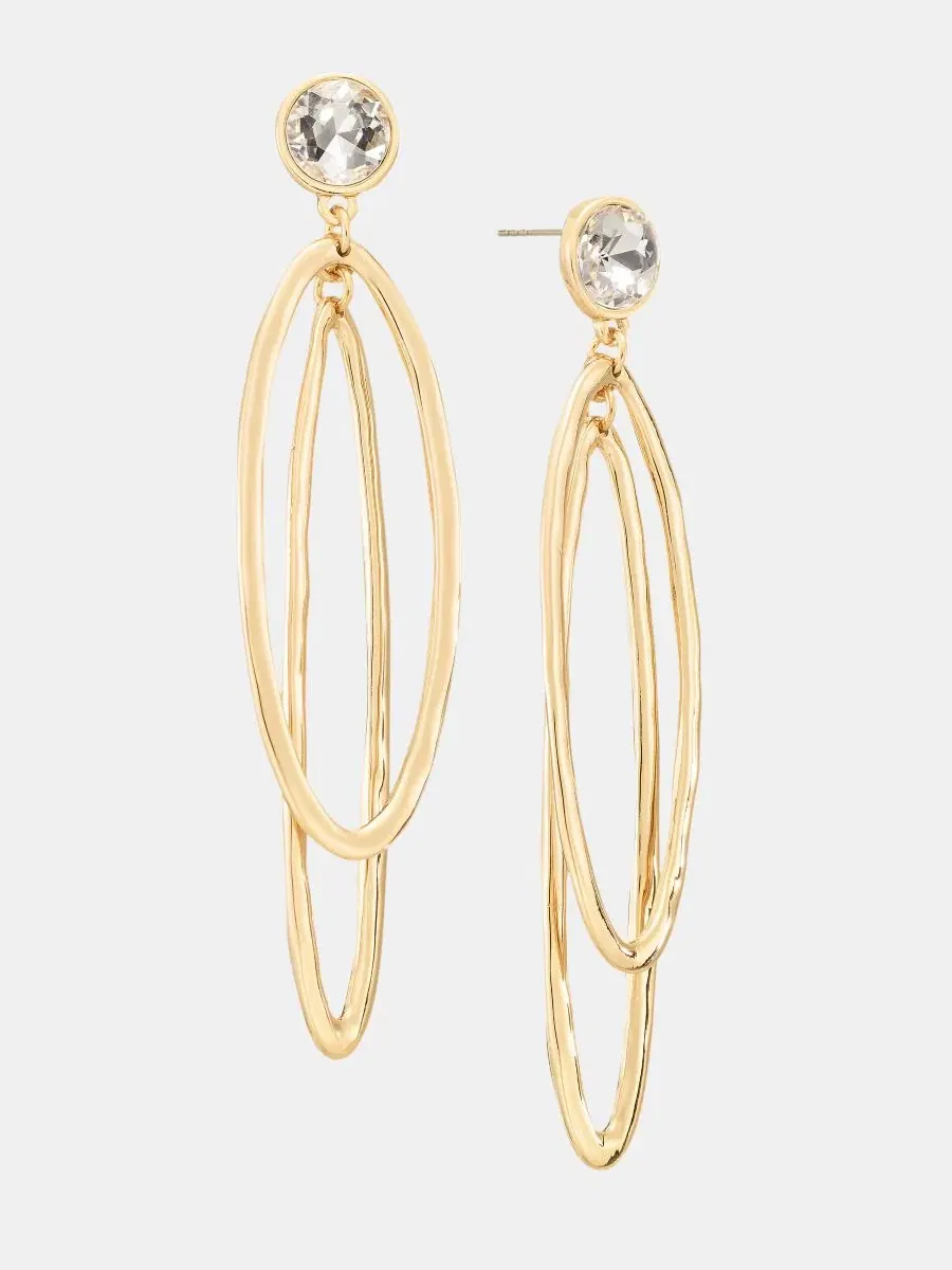 Серьги-подвески с кристаллами Crystal Double Oval I.N.C. International Concepts — изображение 3 из 4, оттенок золото