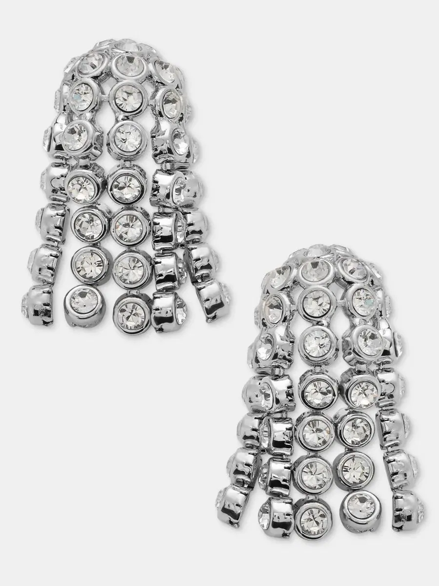 Серьги-гвоздики с кристальной бахромой Givenchy — изображение 1 из 4, оттенок белый
