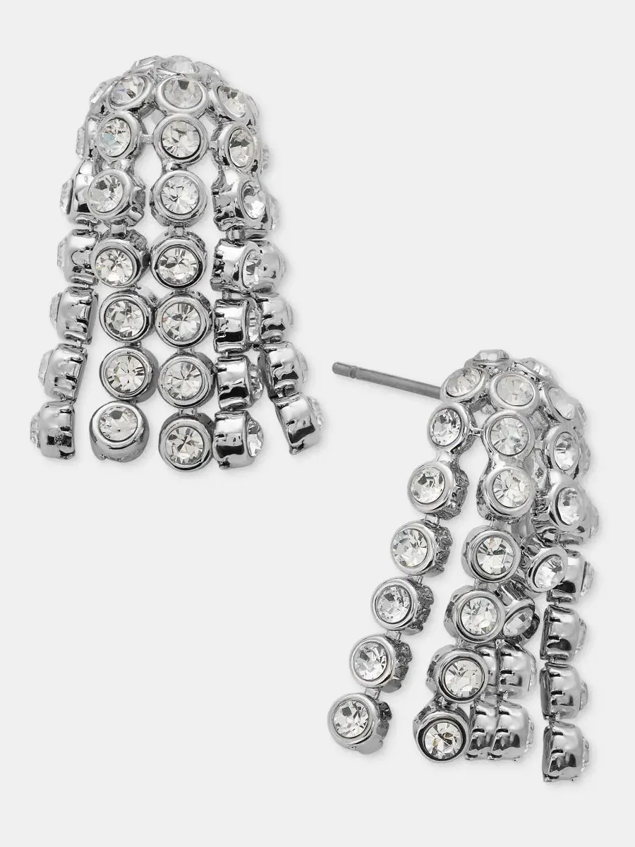 Серьги-гвоздики с кристальной бахромой Givenchy — изображение 2 из 4, оттенок белый