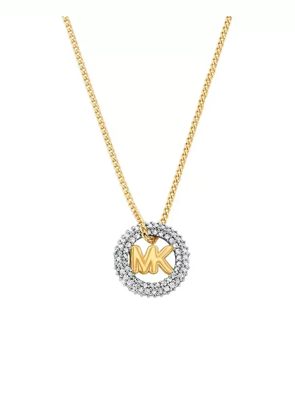 Ожерелье с подвеской-логотипом Pavé Michael Kors — изображение 1 из 4, оттенок золото