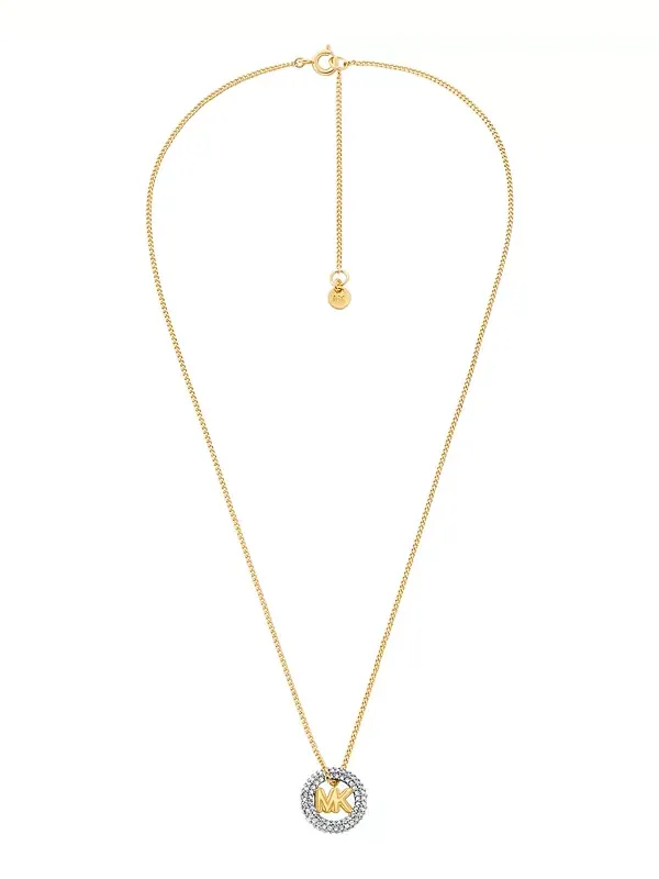 Ожерелье с подвеской-логотипом Pavé Michael Kors — изображение 2 из 4, оттенок золото