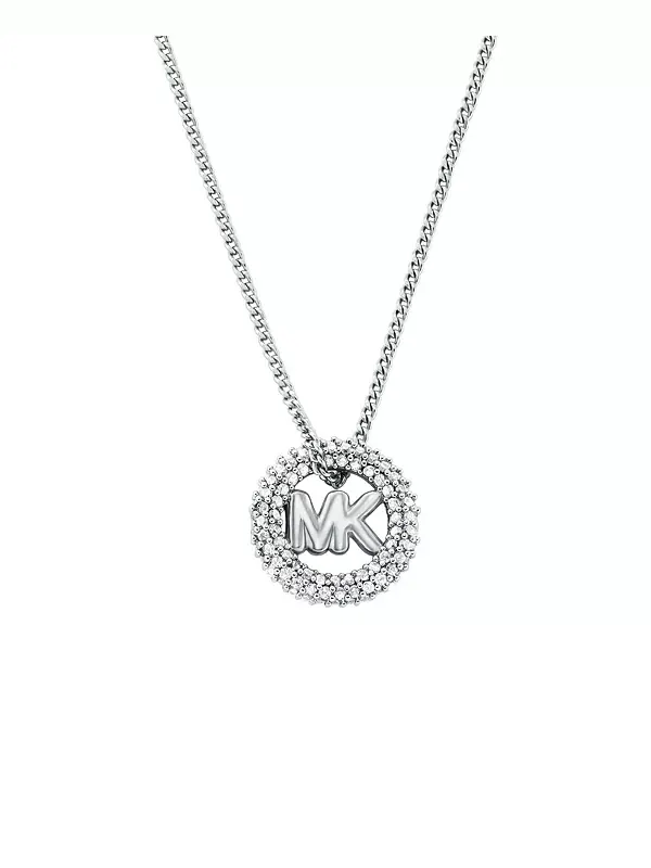 Ожерелье с подвеской-логотипом Pavé Michael Kors — изображение 1 из 4, оттенок серебряный