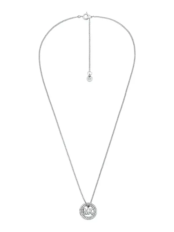 Ожерелье с подвеской-логотипом Pavé Michael Kors — изображение 2 из 4, оттенок серебряный