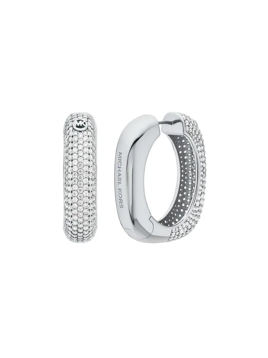 Серьги-кольца из латуни серебристого цвета Michael Kors — изображение 2 из 3, оттенок серебряный