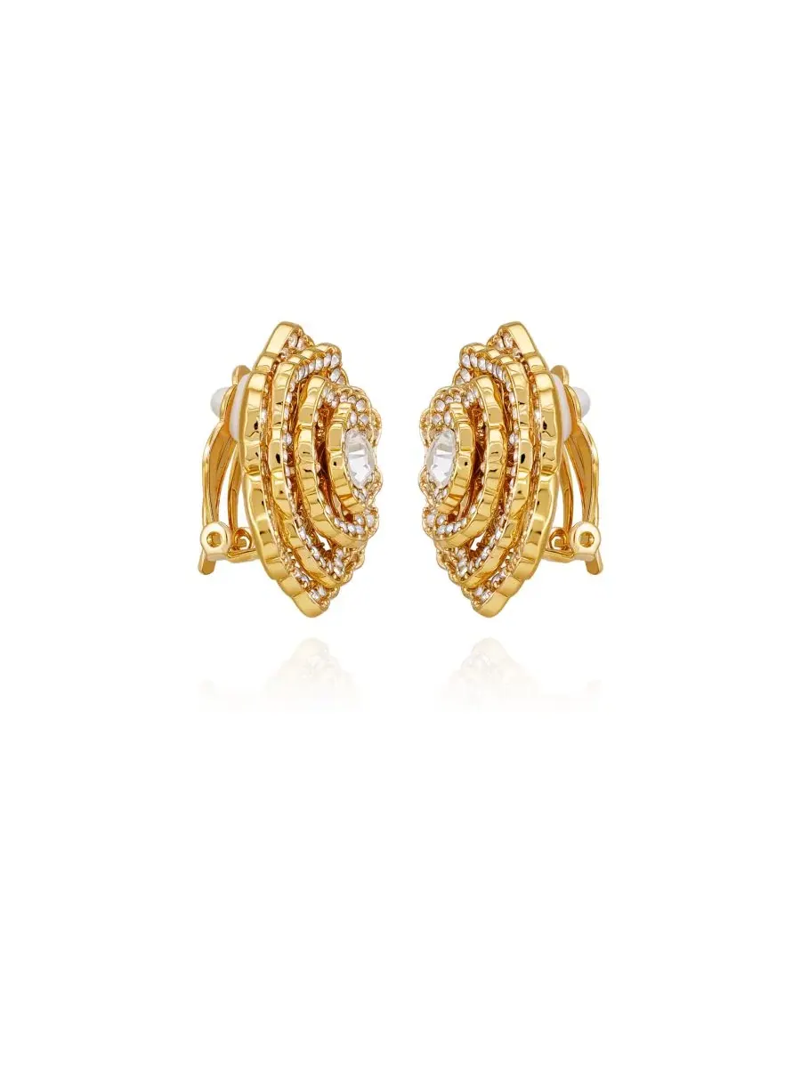 Серьги-гвоздики в виде цветка из стеклянных камней Guess — изображение 2 из 3, оттенок золотистый