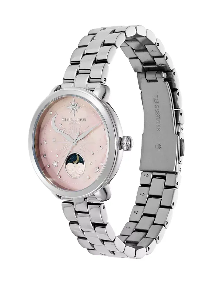 Женские часы Moonphase на стальном браслете серебристого оттенка, 34 мм Olivia Burton — изображение 2 из 6