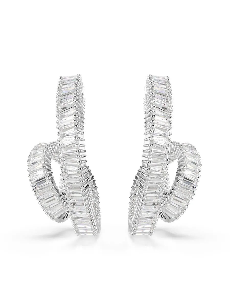 Серьги-кольца Matrix с родиевым покрытием Swarovski — изображение 2 из 5, оттенок серебристый прозрачный