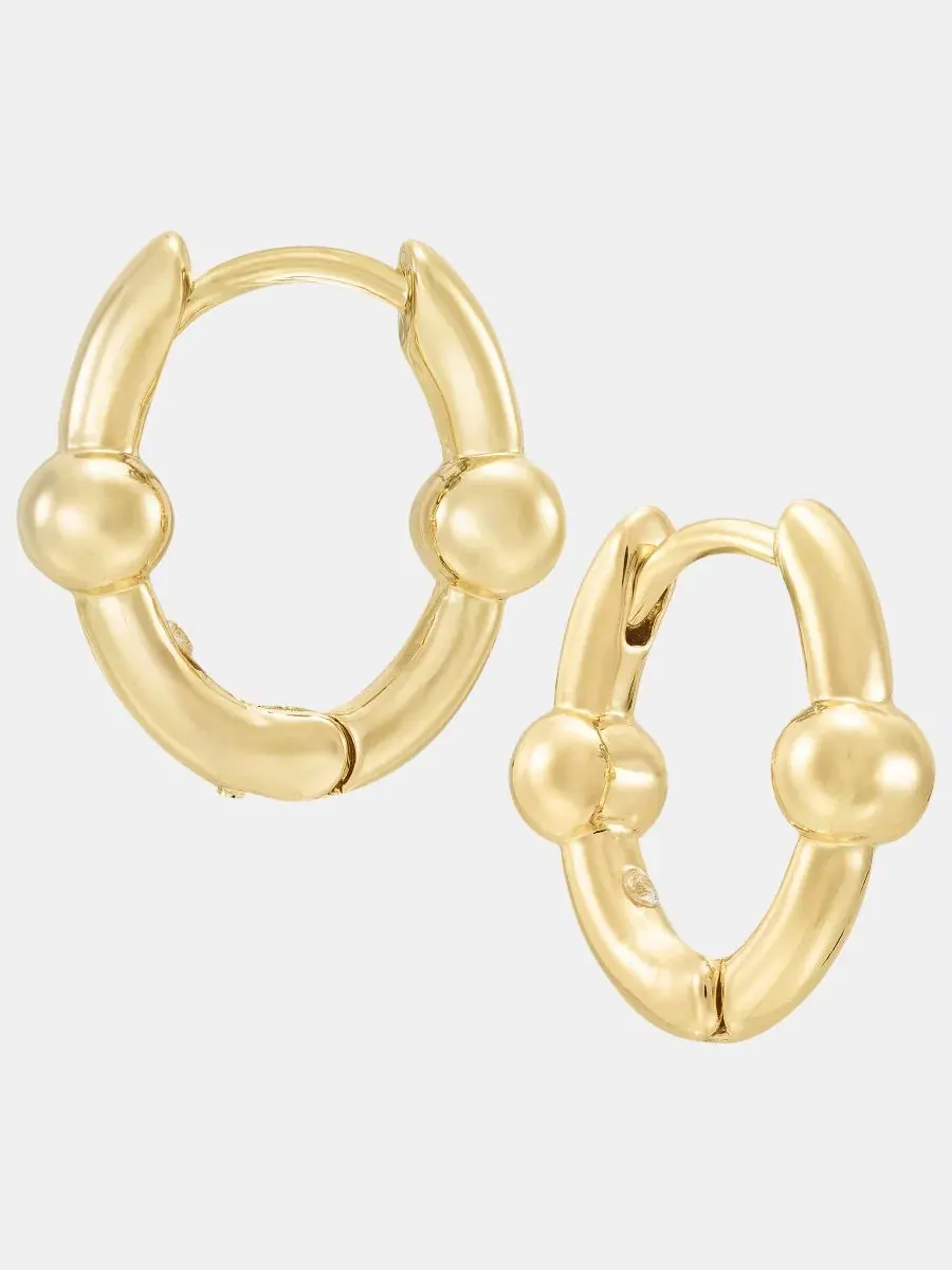 Серьги-кольца из металла золотистого цвета Anne Klein — изображение 2 из 4, оттенок золото
