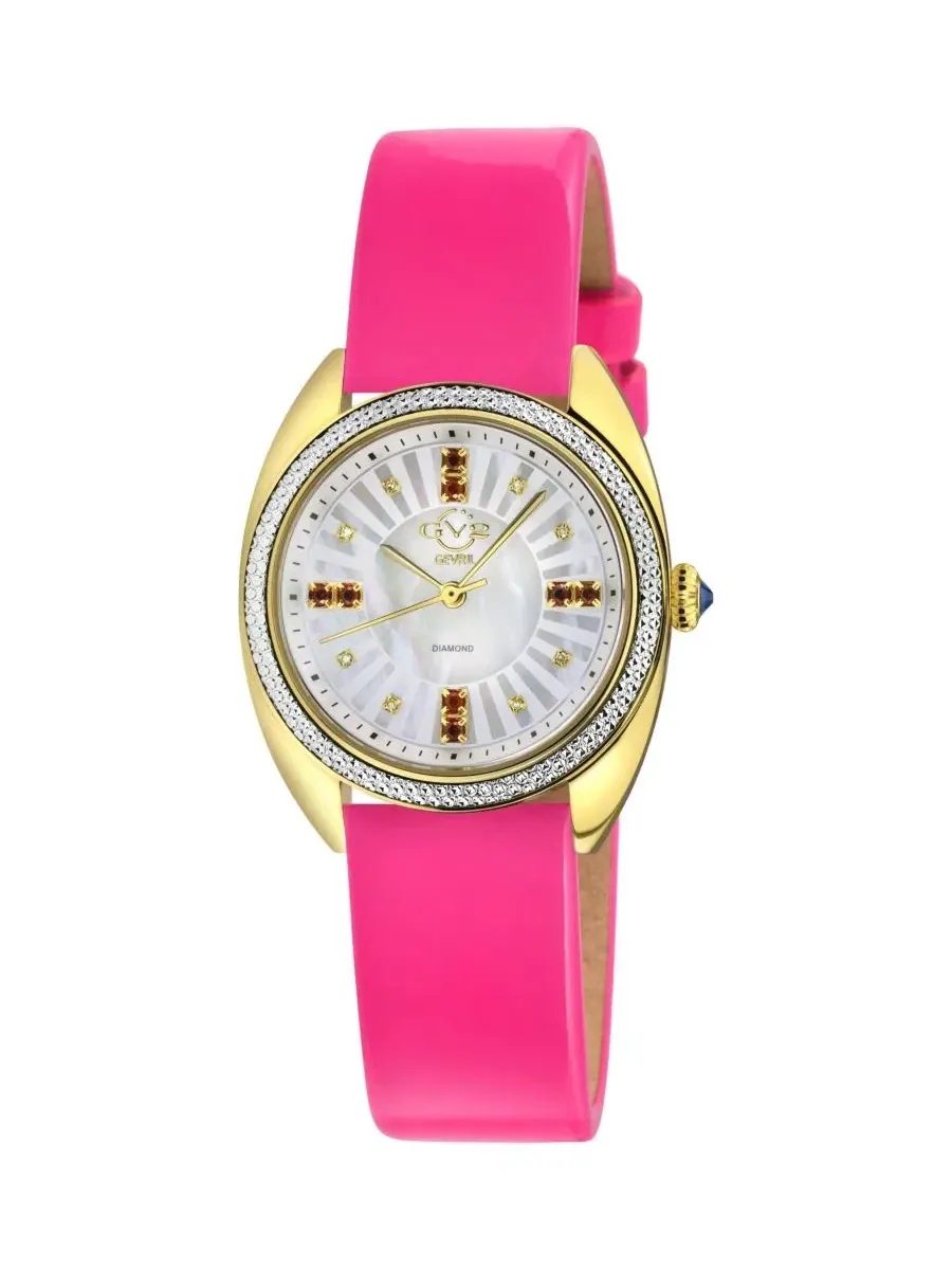 Женские часы Palermo Swiss Quartz Magenta Italian Leather Strap Diamond GV2 by Gevril