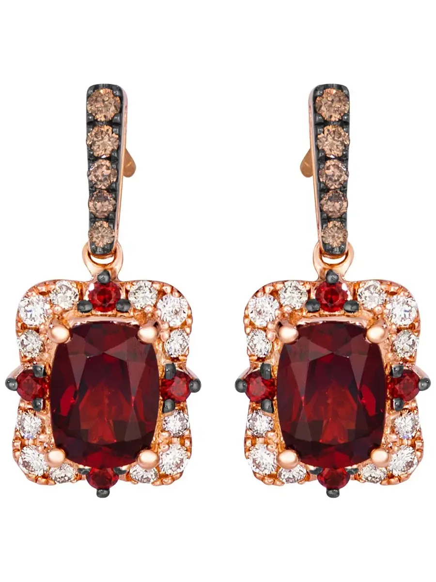 Серьги с гранатом и бриллиантами Pomegranate Garnet Le Vian
