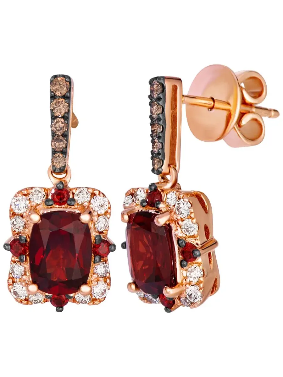 Серьги с гранатом и бриллиантами Pomegranate Garnet Le Vian — изображение 3 из 3, оттенок розовый золотистый