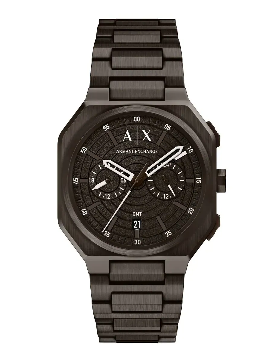 Мужские часы с двойным временем Armani Exchange Quartz Dual Time Brown Stainless Steel
