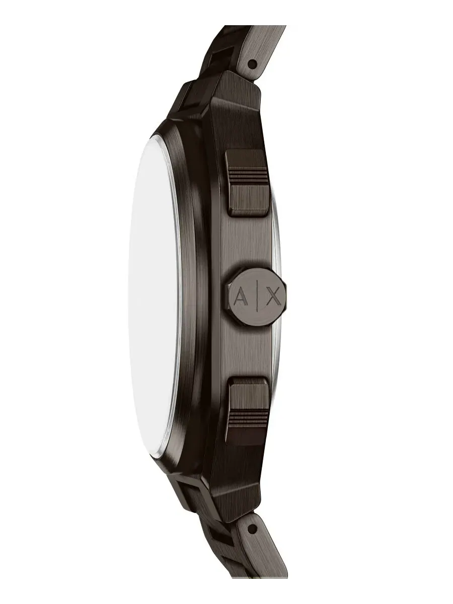 Мужские часы с двойным временем Armani Exchange Quartz Dual Time Brown Stainless Steel — изображение 4 из 5, оттенок черный