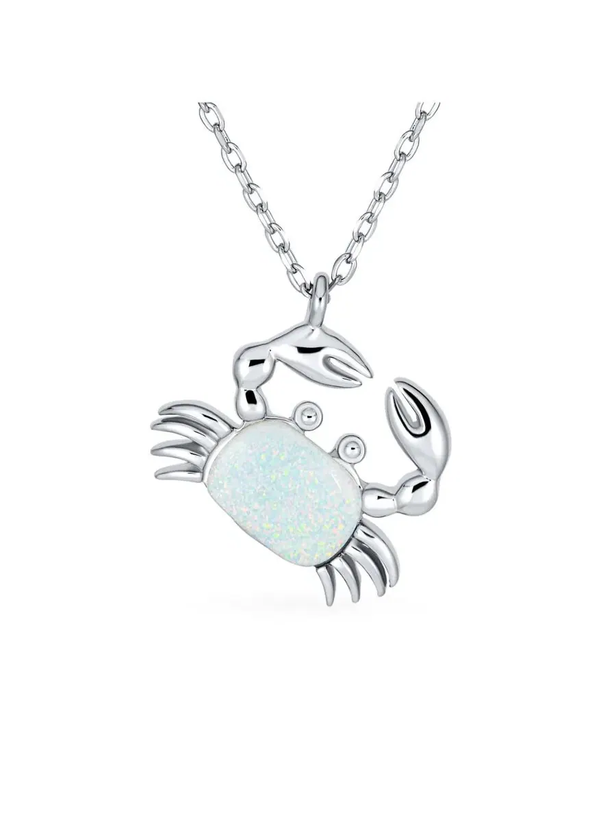 Подвеска в виде песчаного краба с опалом, серебро 925 пробы Bling Jewelry — изображение 1 из 3, оттенок серебристый белый
