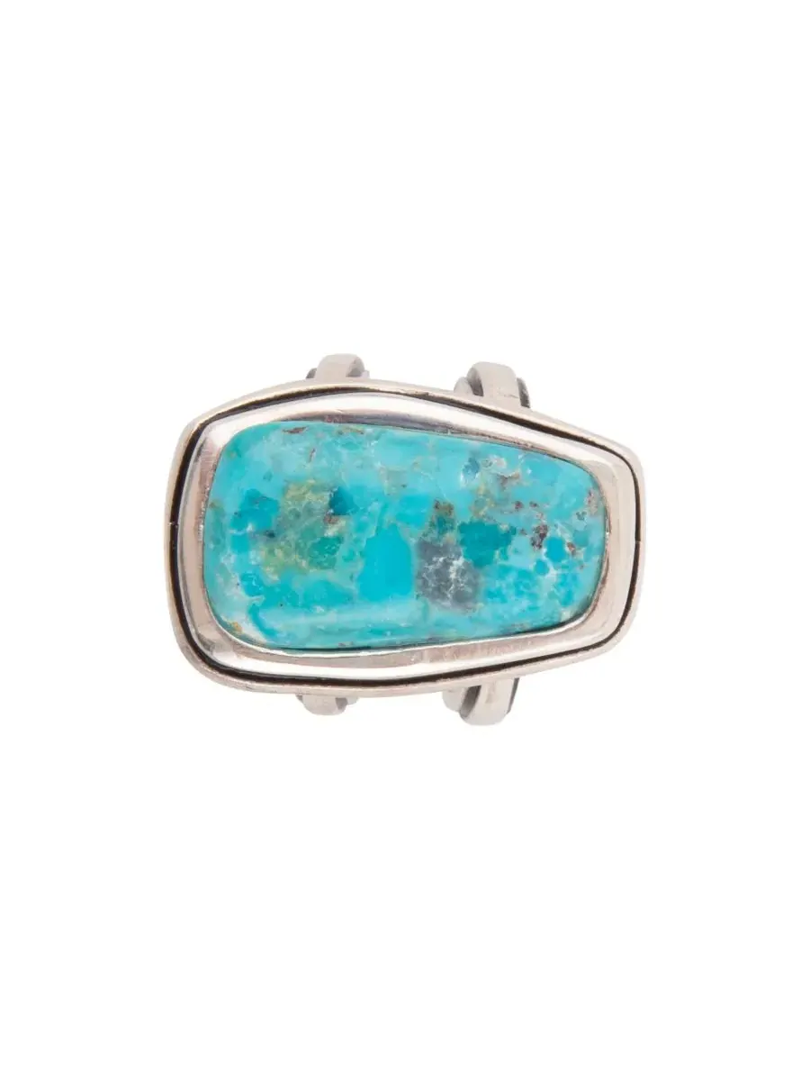 Кольцо с бирюзой и серебром Art Blue Turquoise and Silver Statement Ring Barse — изображение 2 из 7, оттенок серебряный
