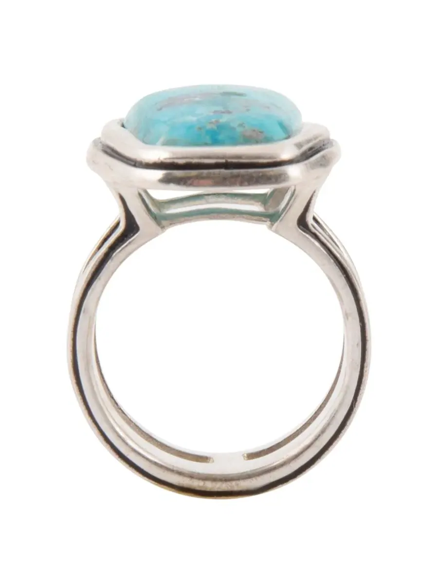Кольцо с бирюзой и серебром Art Blue Turquoise and Silver Statement Ring Barse — изображение 3 из 7, оттенок серебряный