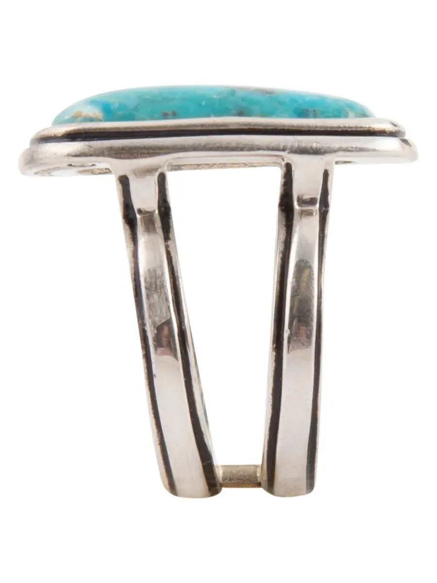 Кольцо с бирюзой и серебром Art Blue Turquoise and Silver Statement Ring Barse — изображение 4 из 7, оттенок серебряный