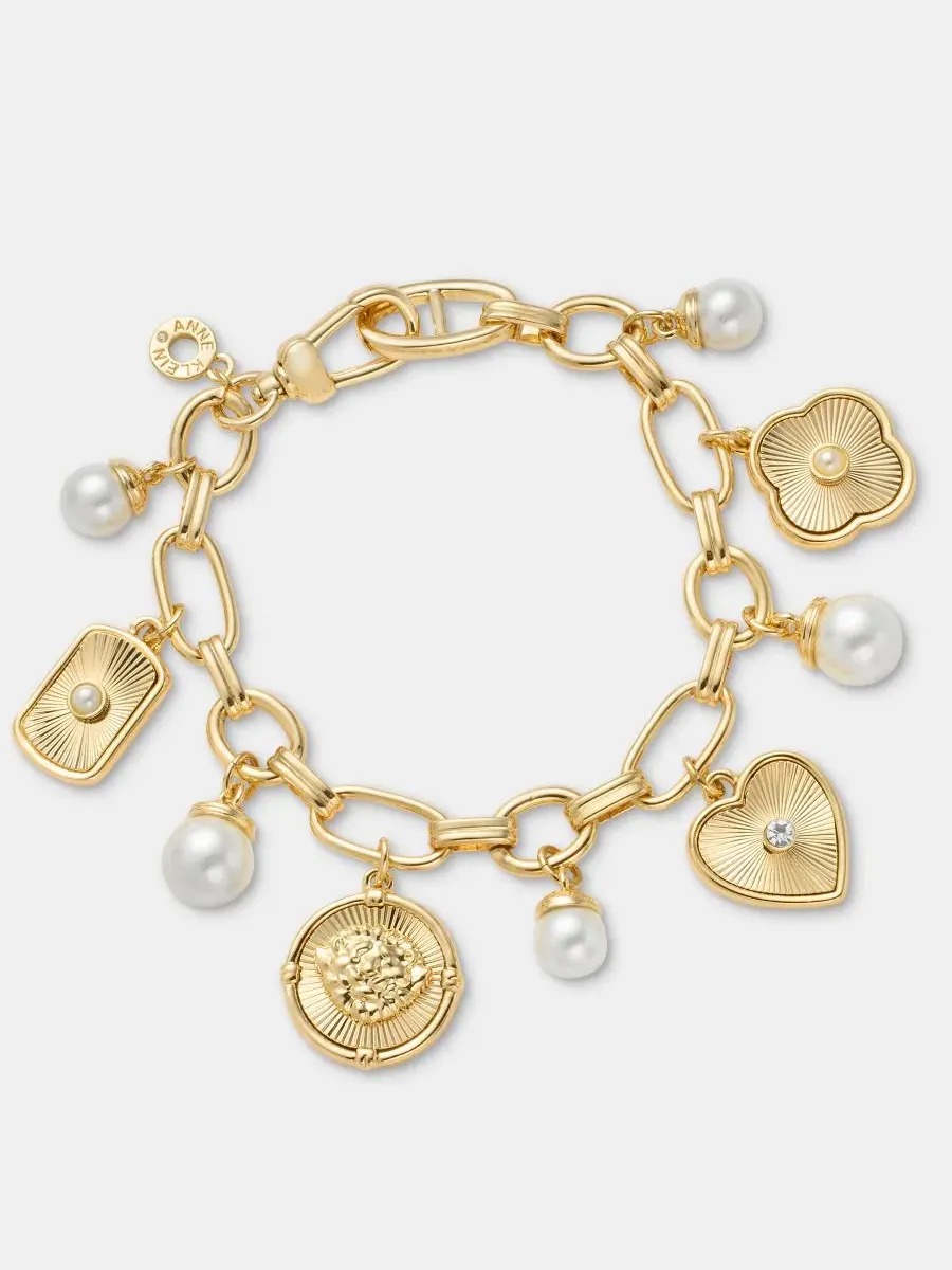 Браслет с подвесками в виде кристаллов и жемчуга, модель Crystal & Imitation Pearl Motif Charm — изображение 1 из 3