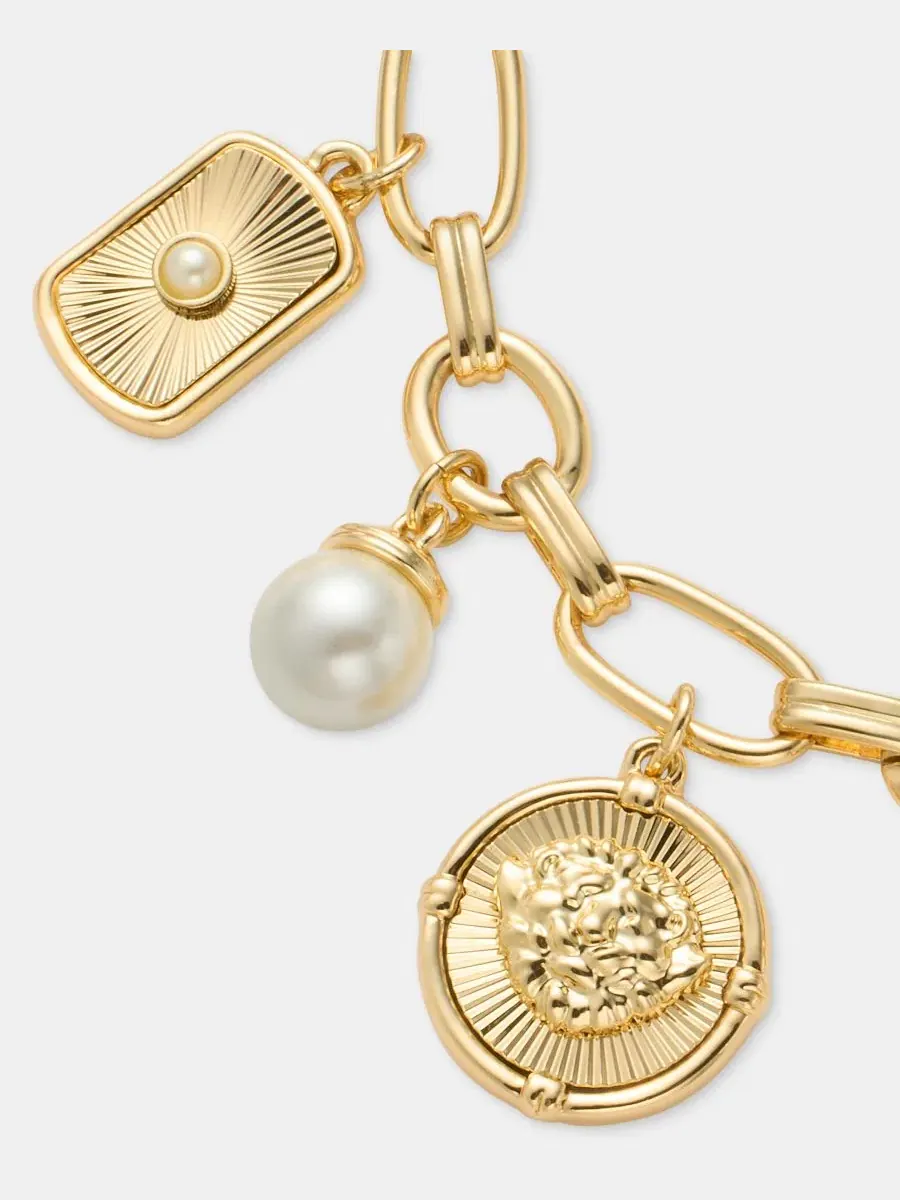 Браслет с подвесками в виде кристаллов и жемчуга, модель Crystal & Imitation Pearl Motif Charm — изображение 2 из 3