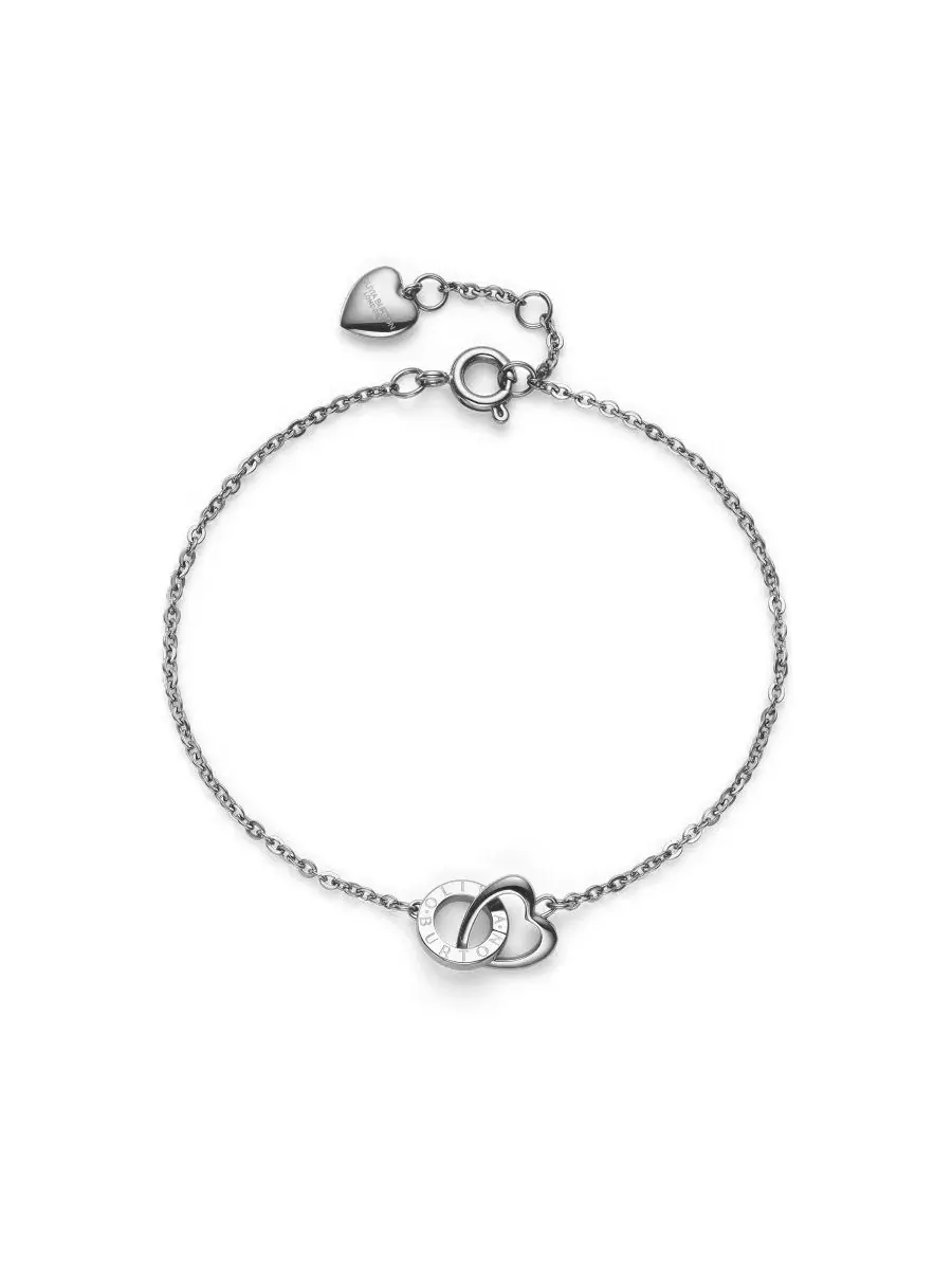 Браслет с подвеской в виде сердца и круга Kindred Interlink Olivia Burton — изображение 1 из 5, оттенок серебряный