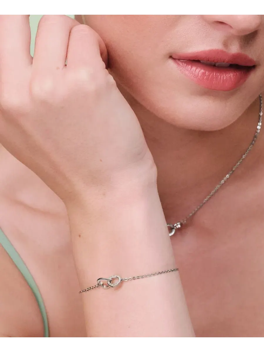 Браслет с подвеской в виде сердца и круга Kindred Interlink Olivia Burton — изображение 4 из 5, оттенок серебряный