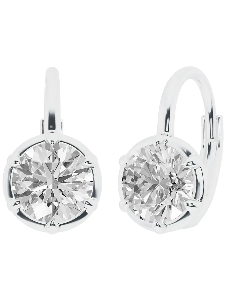 Серьги с бриллиантами 3 ct. t.w. в 14k белом золоте — изображение 1 из 6, оттенок золотистый