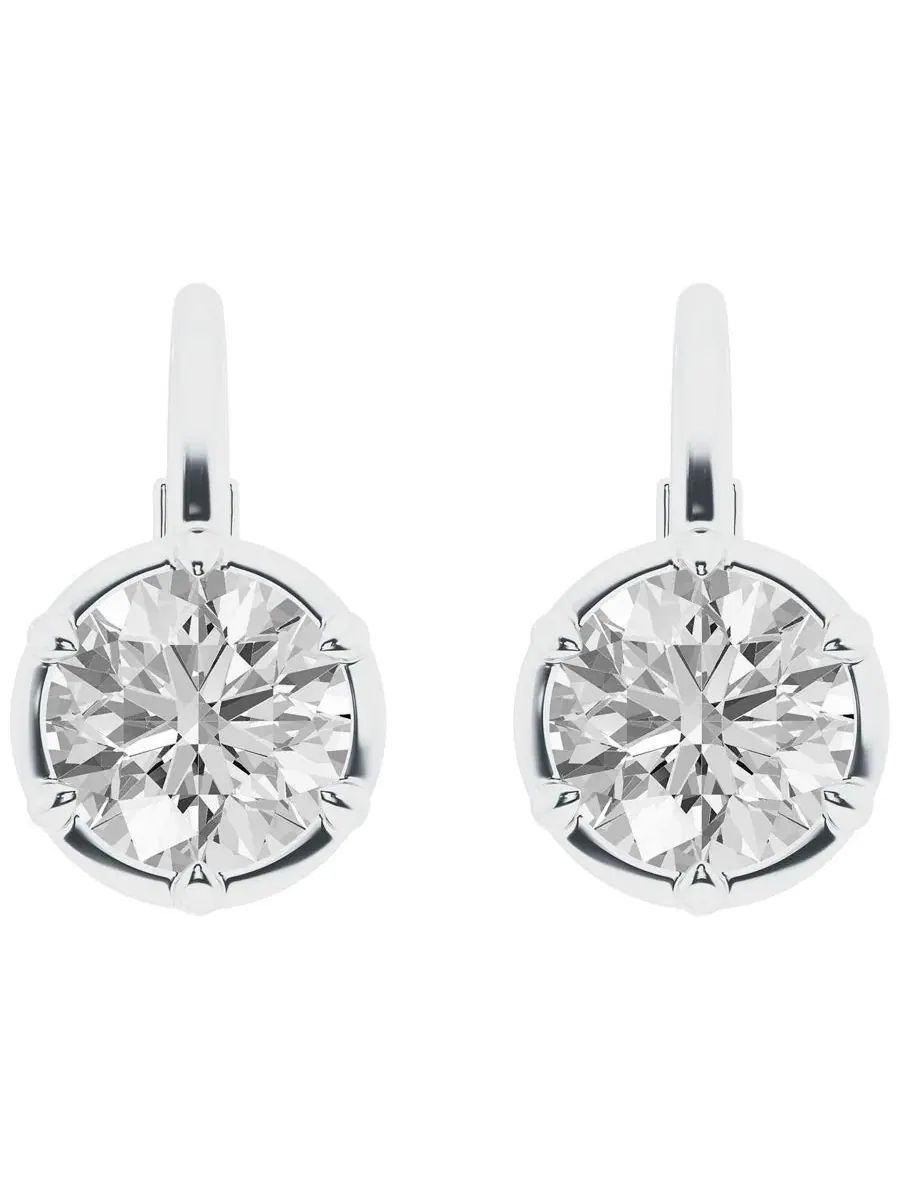 Серьги с бриллиантами 3 ct. t.w. в 14k белом золоте — изображение 2 из 6, оттенок золотистый