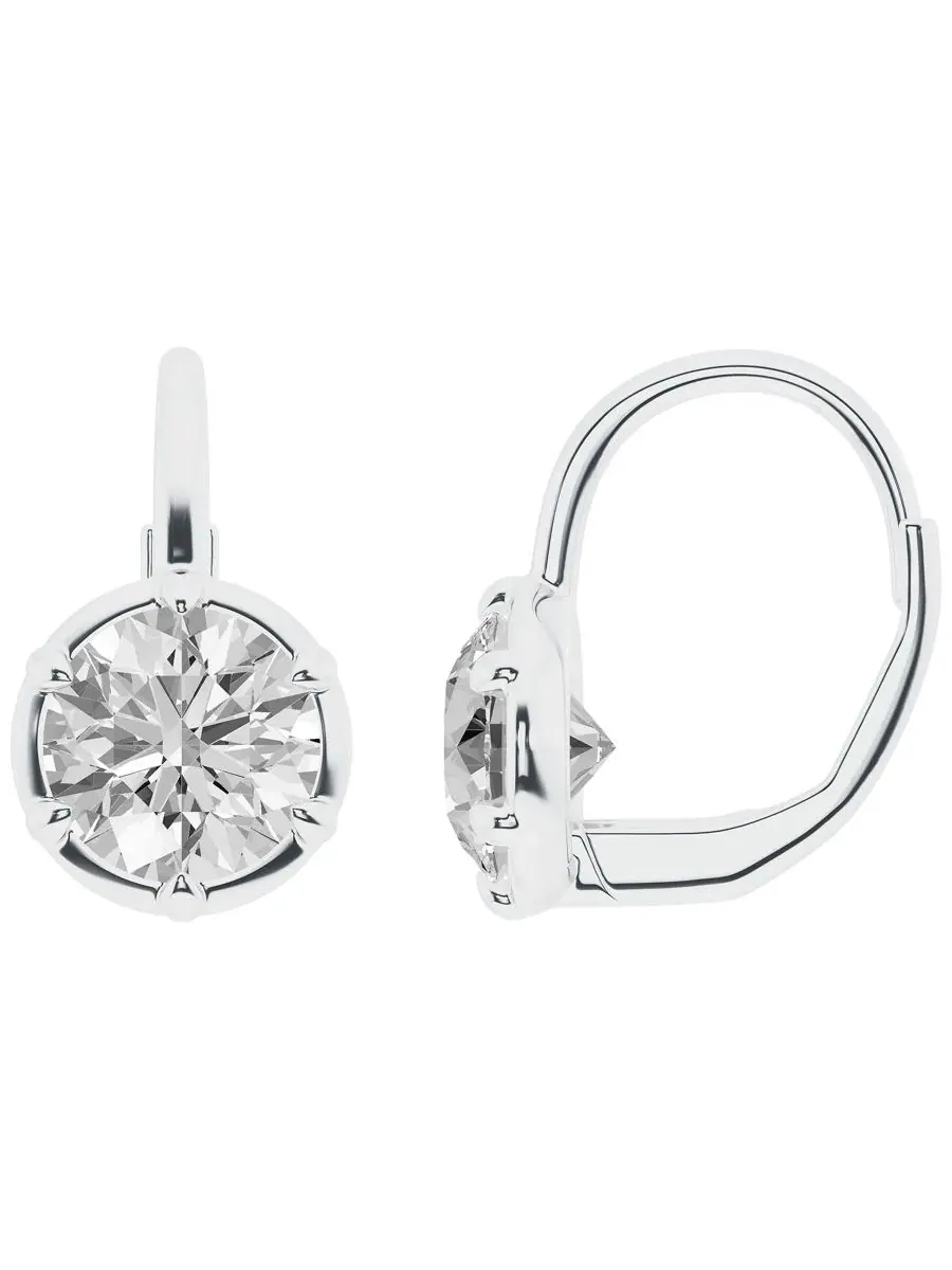 Серьги с бриллиантами 3 ct. t.w. в 14k белом золоте — изображение 3 из 6, оттенок золотистый