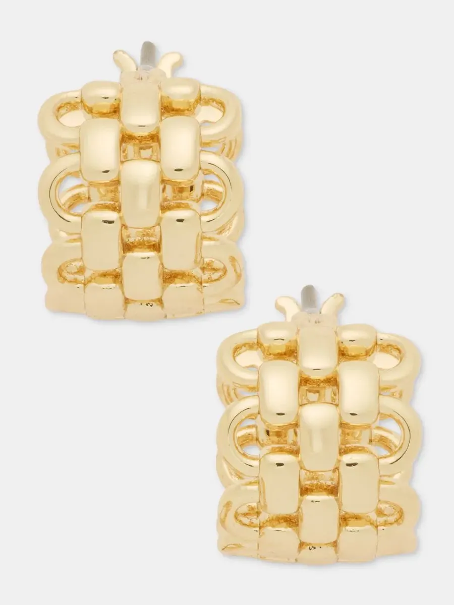Серьги-кольца с цепочкой Gold-Tone 12mm Huggie Earrings Lauren Ralph Lauren — изображение 1 из 4, оттенок золото